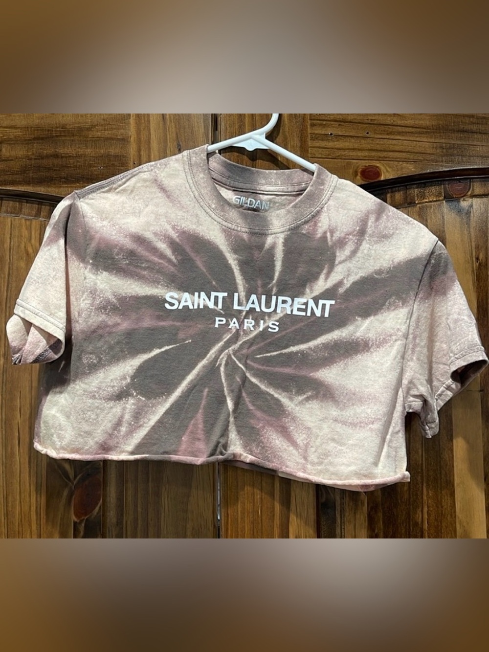 Saint Laurent Pink Tie-Dye Crop Top